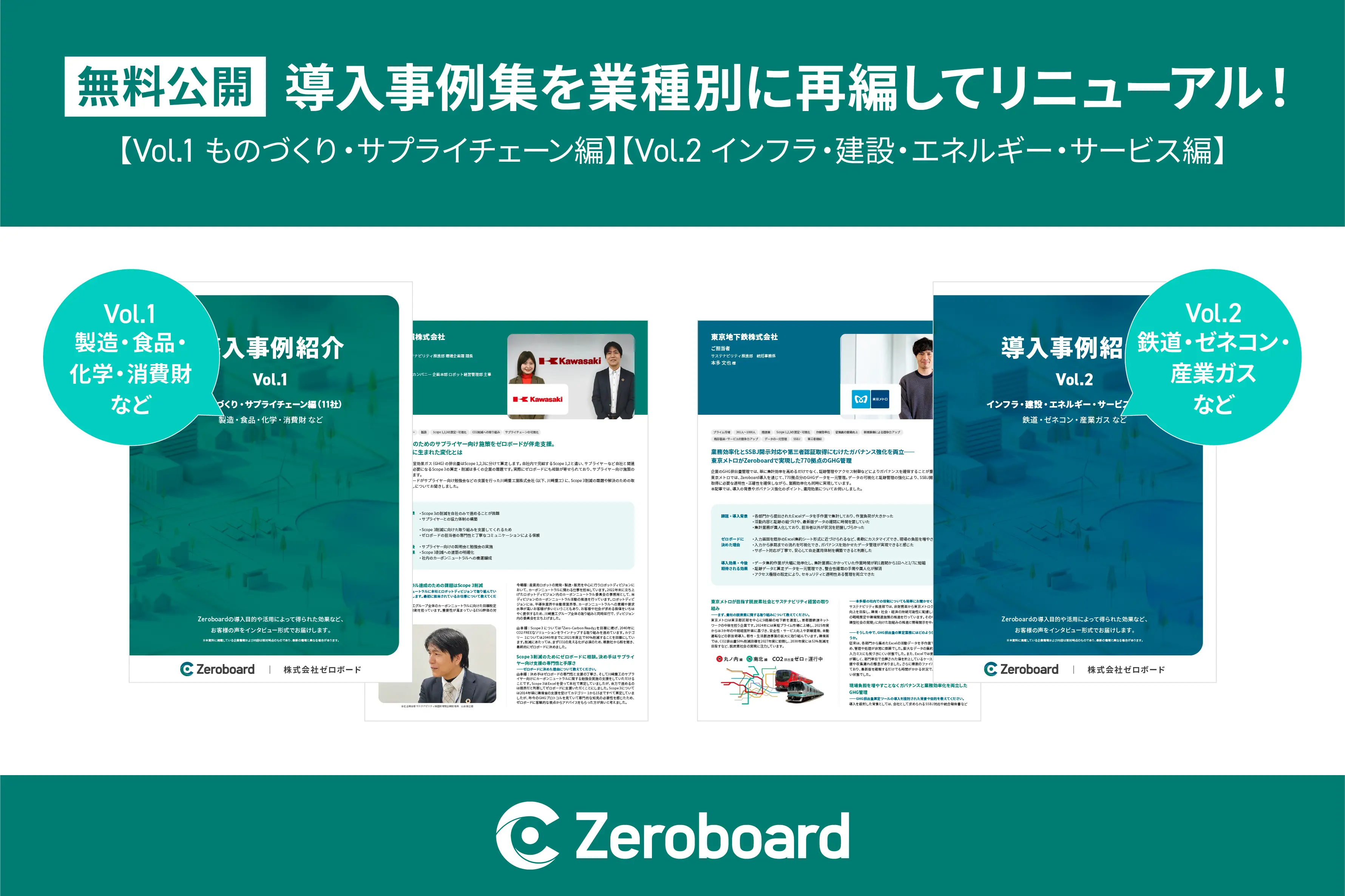 ゼロボード、導入事例集を業種別2冊にリニューアル